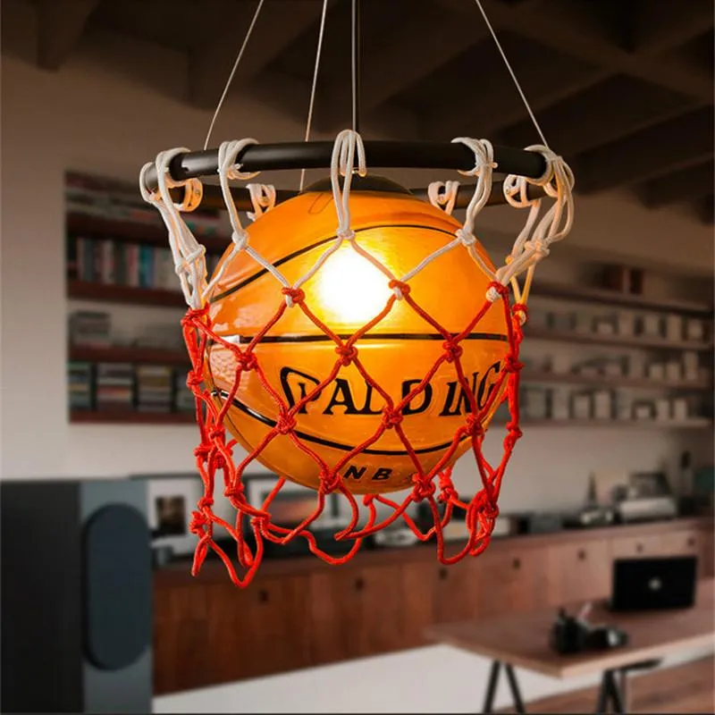 Lâmpada pingente de basquete cozinha hanglamp futebol luzes vidro crianças quarto industrial pendurado luminária iluminação lamps288e