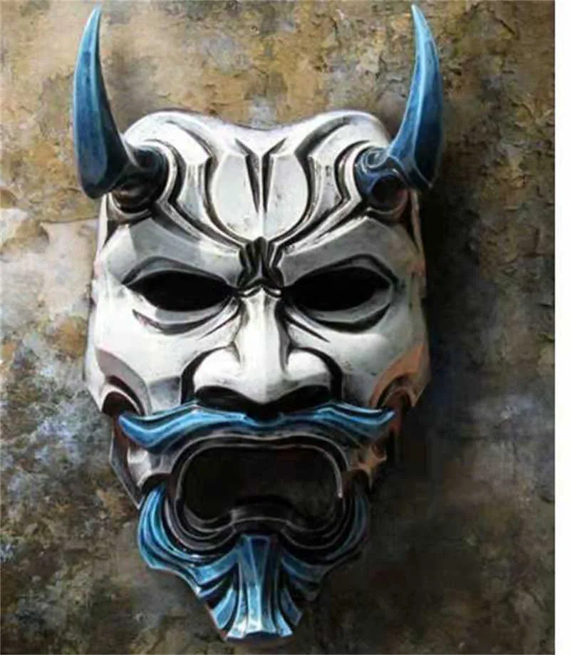 Nuovo arrivo Samurai Giappone Prajna Evil Devil Demon Latex Hannya Party Mask Oni Cosplay Props3912184
