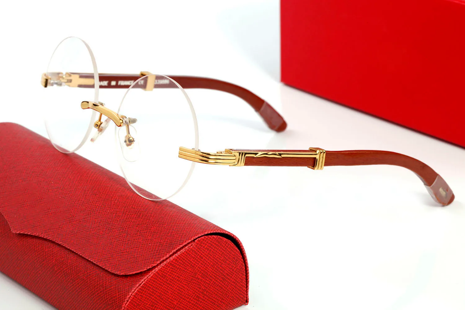 Runde Büffelhorn Sonnenbrille für Männer Frauen gerahmte Sonnenbrille Vintage Designer Brillen in goldenen Silberrahmen braune Holzbeine Ey318t