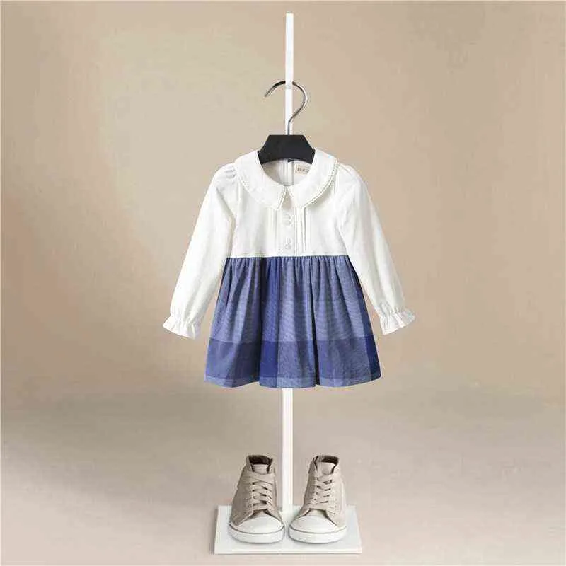 1-5years 가을 소녀 드레스 코튼 긴 소매 어린이 드레스 브랜드 인쇄 아이 드레스 여자 패션 여자 의류 211224