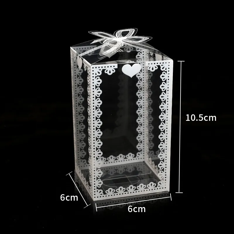 Rensa PVC Box Party Plast Packaging Present Flower Presentkorg Födelsedag Baby Shower Favor Transparent Boxes