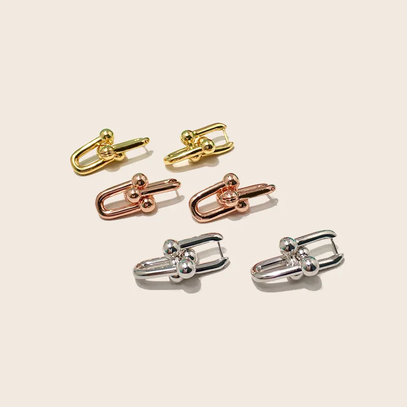 New Stainless steel Heart Shape Stud u-type T Earrings for Women Fashion Genuine Jewelry rose gold silver gold love earring Enamel249m