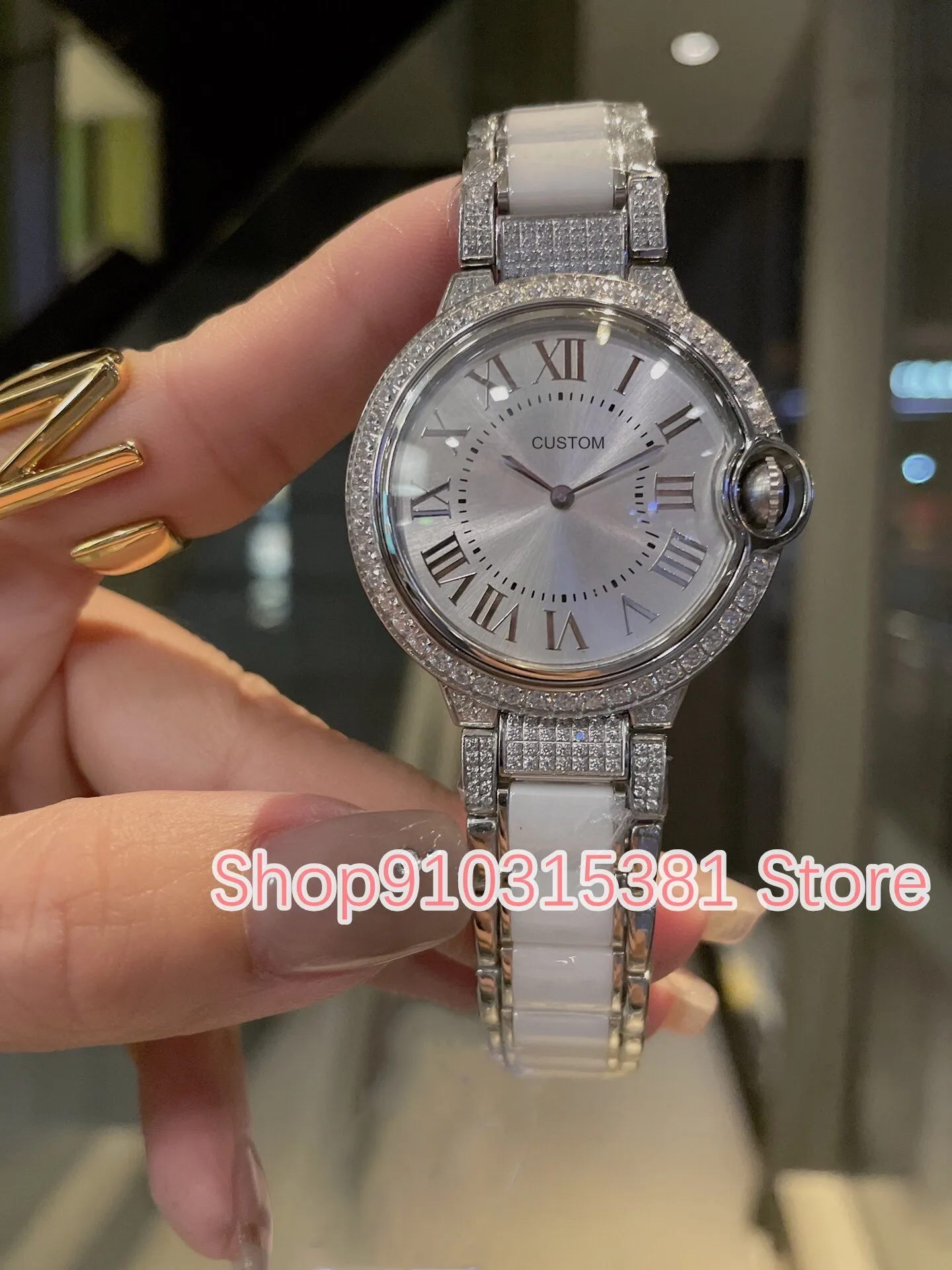 Klassische Marke Neue Frauen Weiß Keramik Uhren Hohe Qualität Quarz Armbanduhr Weibliche Echte Ceramica cz Diamant uhr 36mm