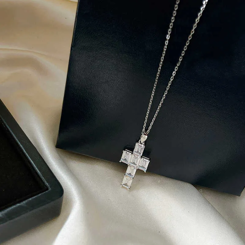 2022 marchio caldo puro gioielli in argento sterling 925 le donne croce grande collana con ciondolo con diamanti design raffinato di lusso carino di alta qualità