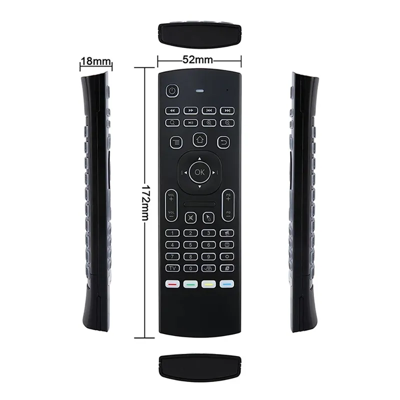 MX3 Backlight Wireless tangentbord med IR -lärande 24G Remote Control Fly Air Mouse LED Backbelyst handhållare för Android TV Box7428034