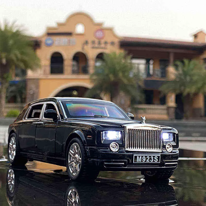 1:24 Rolls-Royce Phantom Alloy Car Model Diecasts & Toy Vehicles Metal Toy Car Model Simulation Sound Light Collection Kids Gift 220113