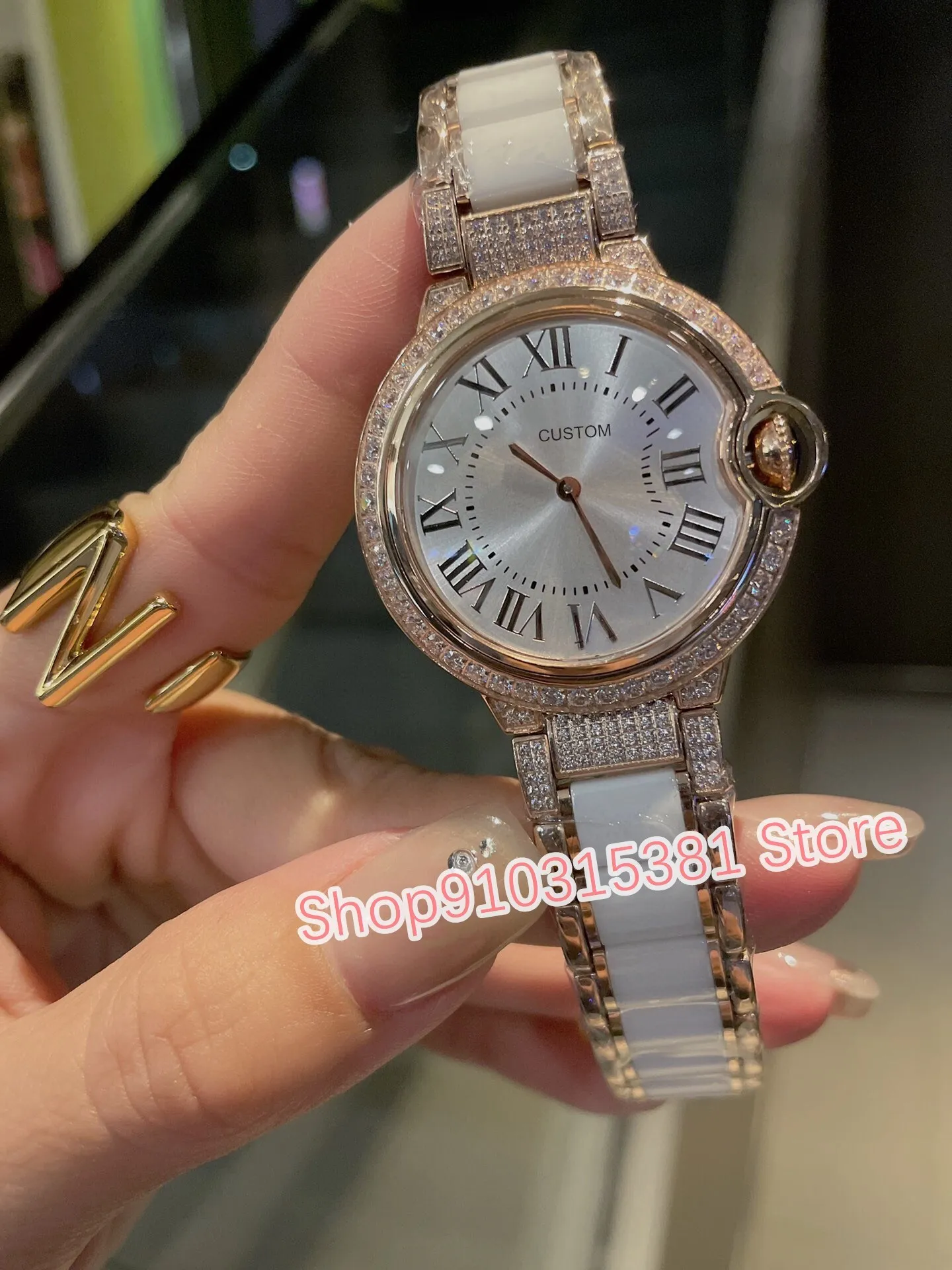 Klassische Marke Neue Frauen Weiß Keramik Uhren Hohe Qualität Quarz Armbanduhr Weibliche Echte Ceramica cz Diamant uhr 36mm