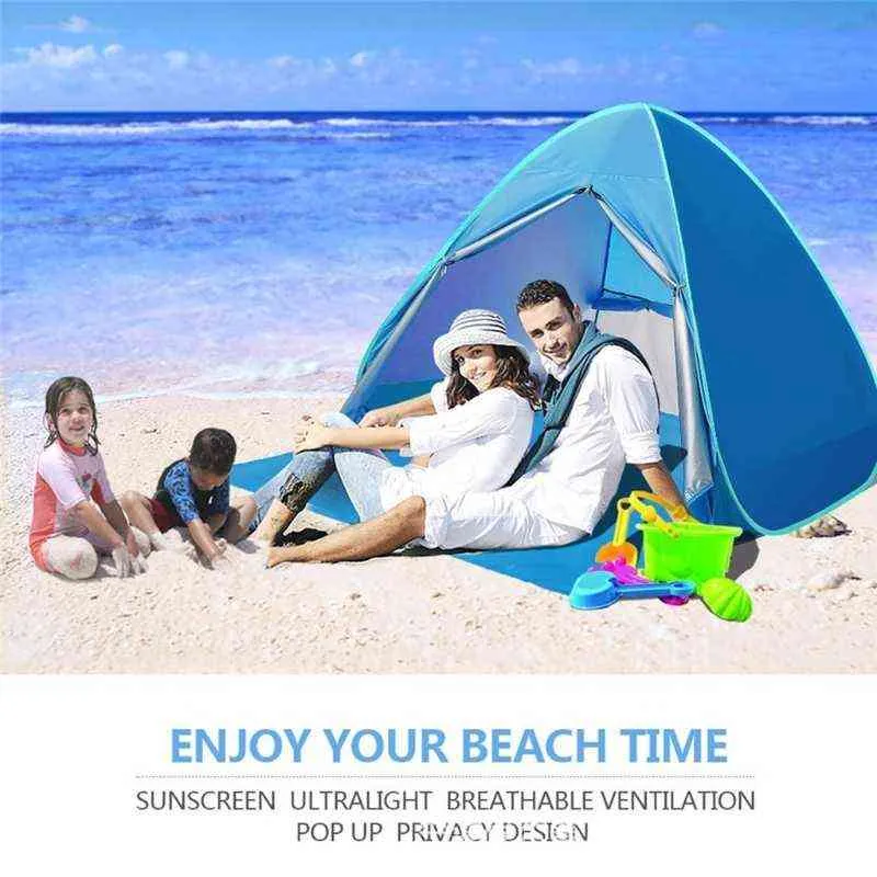 Mise à niveau tente de plage UV abri solaire étanche léger ombre auvent Cabana tentes pour 2-3 personnes 220104