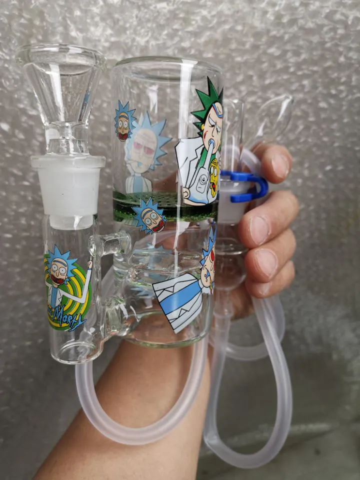 Heißer Verkauf tragbare Rauchbong Glas Aschefänger Wabenturbine Perc Glas Aschefänger mit Silikonrohr Sestshop verkaufen