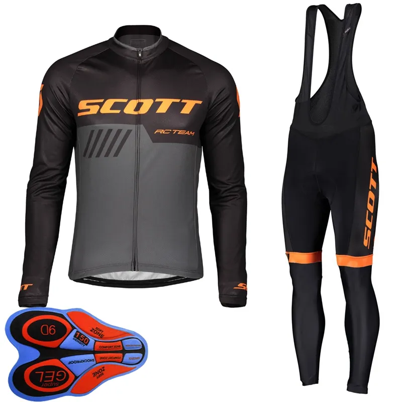 Spring Autum Scott Team Mens Cycling Jersey Set Long Sleeve Shirts Bib Pants Suit MTB Bike Outfits Racing Bicycle Uniform Outdoor 261o