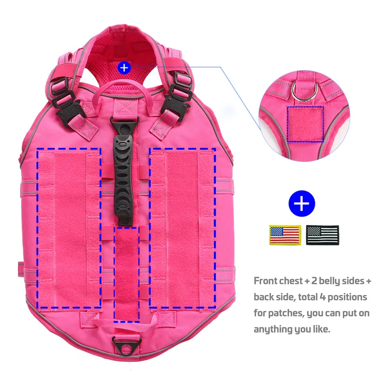 전술 개 훈련 조끼 없음 풀 군사 하네스 조정 가능한 하이킹 중간 대형 S 220221