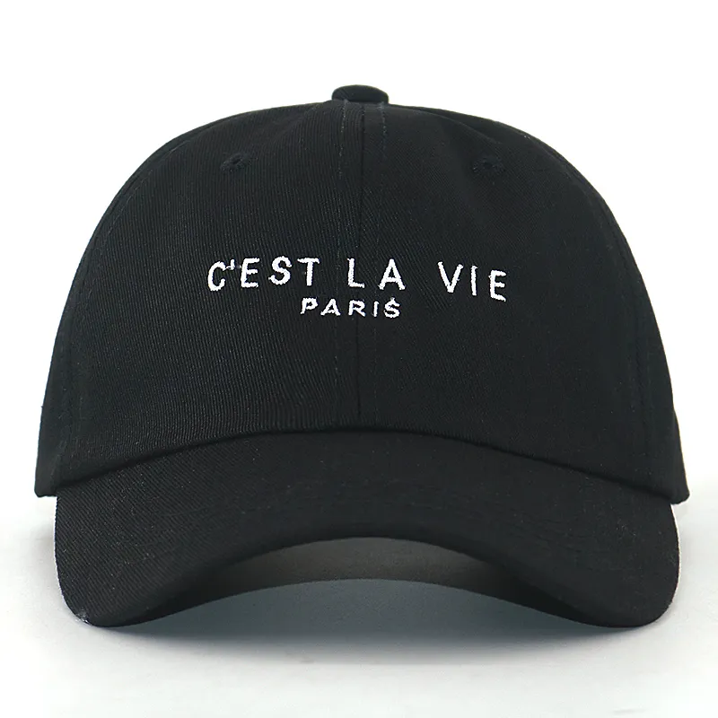 List haftowy c'est vie paris czapka 100% bawełniana czysta bck moda baseball czapki kobiety hip hop tato hats mężczyźni sportowe czapkę 2203094058945