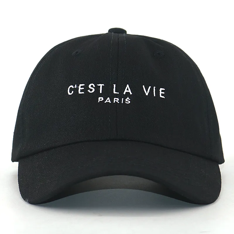 Mektup Nakış C'est Vie Paris Cap Hat 100% Pamuk Saf BCK Moda Beyzbol Kapakları Kadın Hip Hop Baba Şapkaları Erkekler Sport Cap 2203095263498