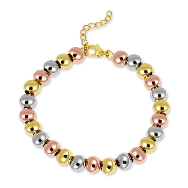 Bracelets de perles en acier inoxydable remplis de couleur or, bijoux pour femmes et hommes, 4/6/8mm, brins de perles personnalisés, vente en gros Q0719