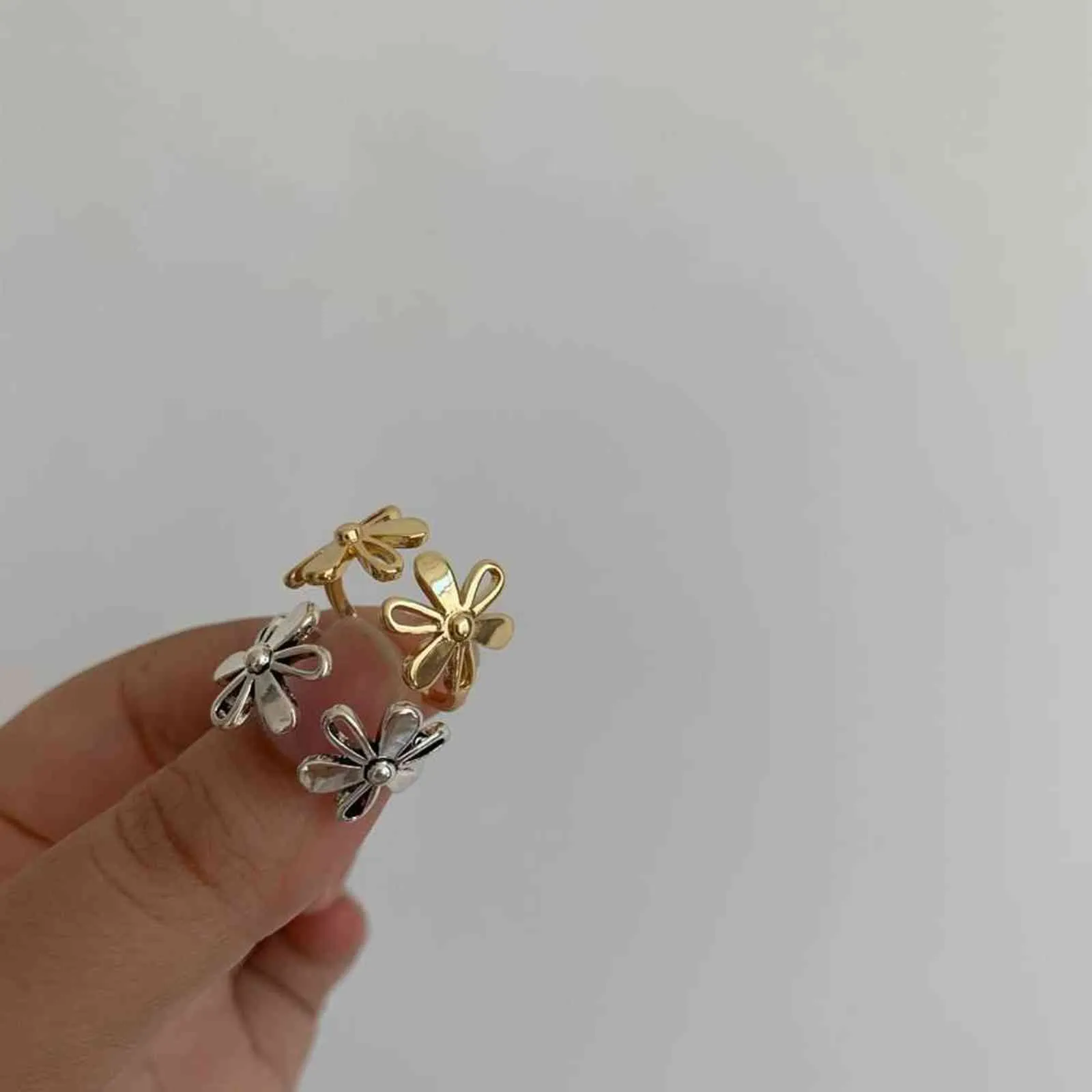 New Fashion 925 gioielli in argento sterling primavera fiore margherita anello donna stile coreano apertura regolabile anello dito regalo feste G1125