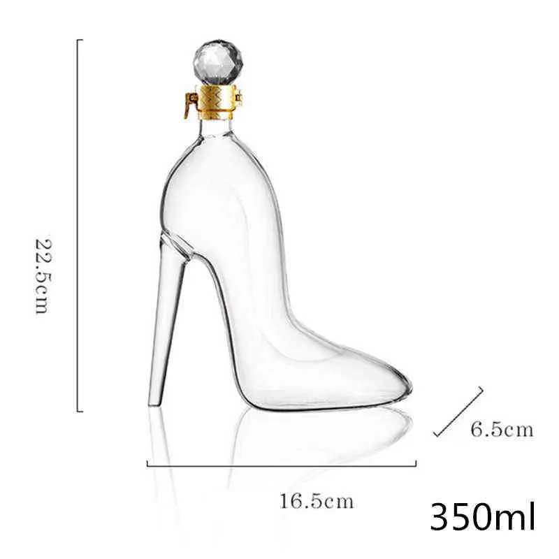 350 ML Hoge Hakken Vorm Decanter Luxe Crystal Rode Wijn Brandy Champagne Glazen Decanter Fles Bar Nachtclub Drinken Y0113