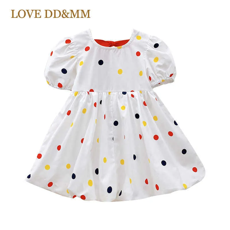 LOVE DDMM Abiti da ragazza Estate Casual Abito corto con fiocco Costumi da festa bambini Vestiti a pois bambini Abiti patchwork 2-8 Y 210715