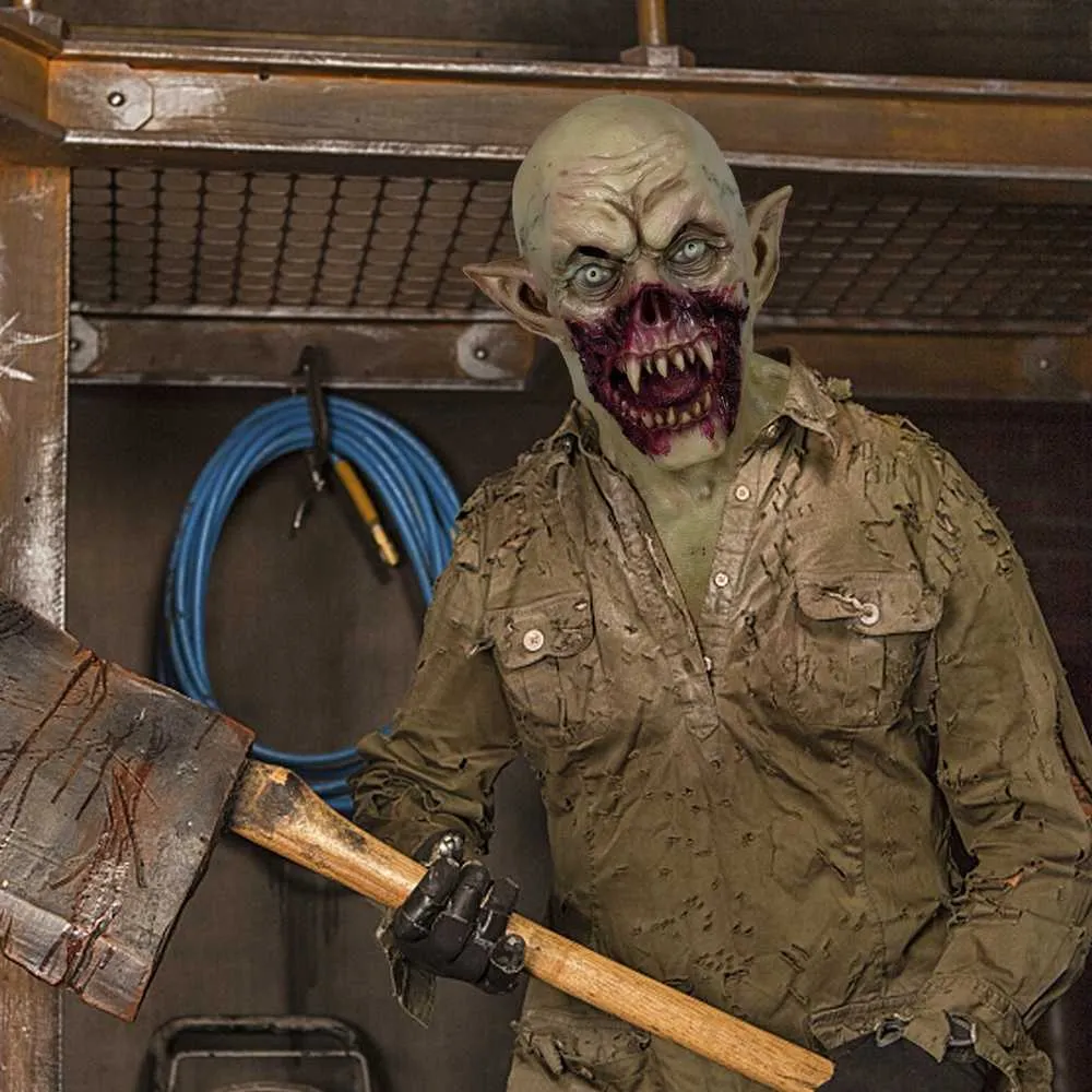 Halloween blodiga läskiga masker Vuxen Zombie Monster Vampyr Mask Latex Kostym Fest Helhuvud Mask L230704