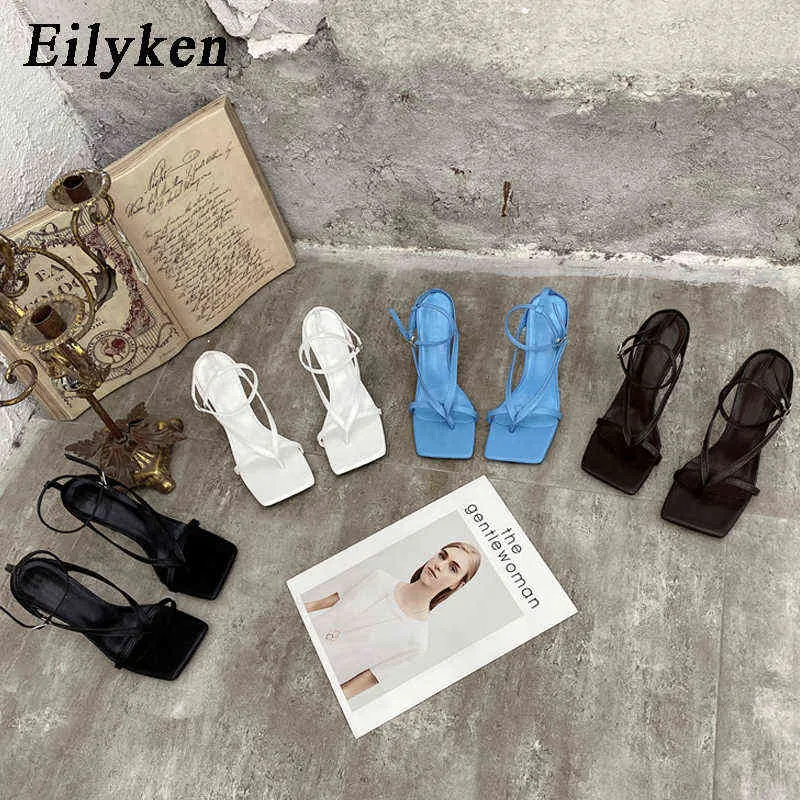 Eilyken Sandals  - レディースハイヒールの剣闘士サンダル - ストライプ広場とオープンエンド、バックルベスト220121