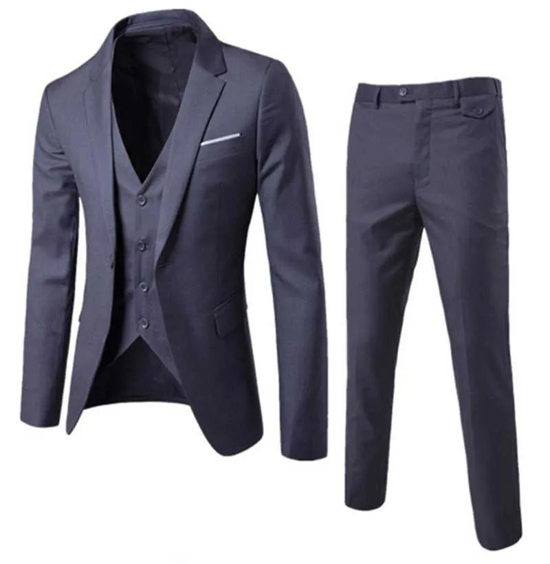 Abito casual da uomo classico basic cappotti giacche Abito a tre pezzi abito + gilet + pantaloni Abiti casual da lavoro slim moda tre X0909