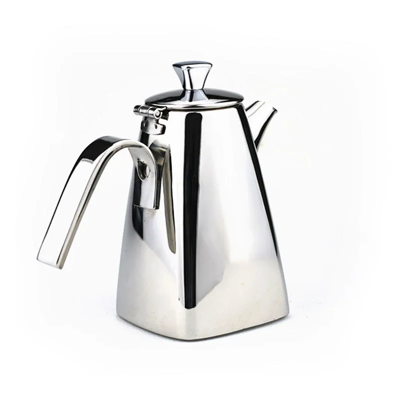 Giet over waterketel voor koffie of thee roestvrijstalen dubbele ommuurde draagbare koffiepot 210408