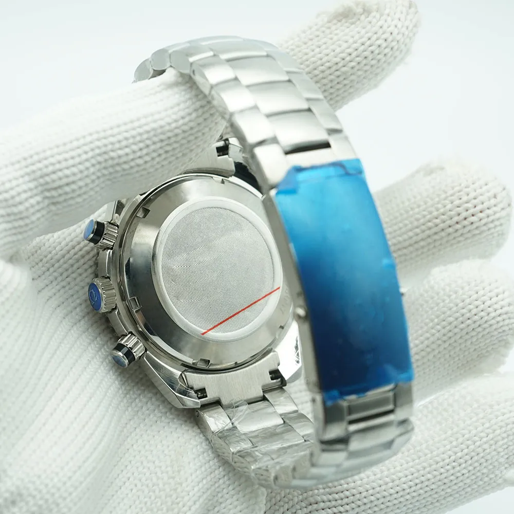 Planet Meter Limited Blue 007 Dial Watch 44mm Quarz Chronograph Ozean Diver 600m Edelstahl Rücken Sportmaschinen Uhren268s