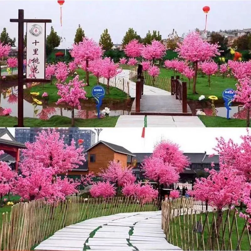 Ghirlande di fiori decorativi Simulazione di atterraggio di un albero di ciliegio artificiale Ornamenti di fiori Grande decorazione di nozze El pesca Home251G