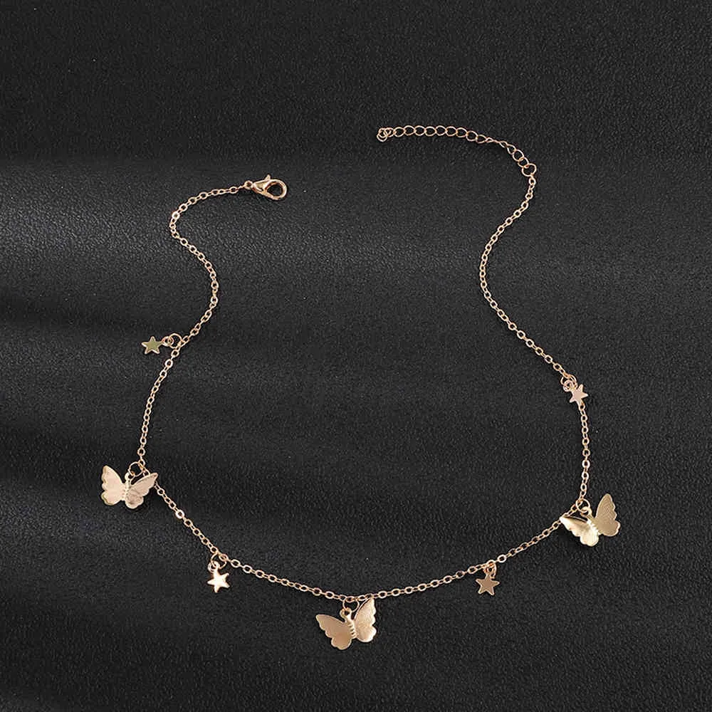 SUMENG nouvelle mode petit Animal papillon étoiles chaîne colliers or argent couleur clavicule chaîne collier pour femmes bijoux
