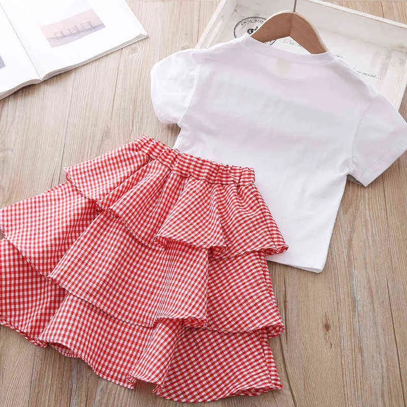 Gooporson Summer Kids Clothes Flower Short Sleeve Shirt&Cake Skirt Little Girls Clothing Set Korean Fashion Children Outfits G220310