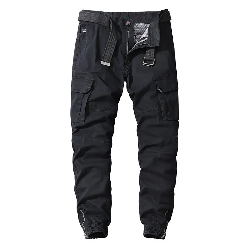 Herr Casual Cotton Cargo Byxor Elastisk Utomhus Vandring kung Taktiska träningsbyxor Man Militär Stridsbyxor med flera fickor 220311