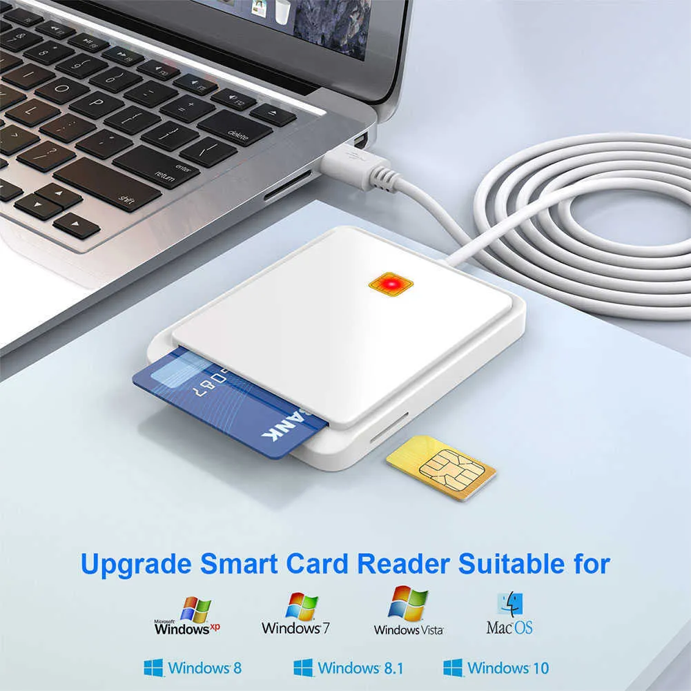 USB SIM Smart Card Reader -geheugen voor ID Bank SIC CAC ID Card Cloner Connector -adapter voor Windows XP Windows 7/8/8.1/10