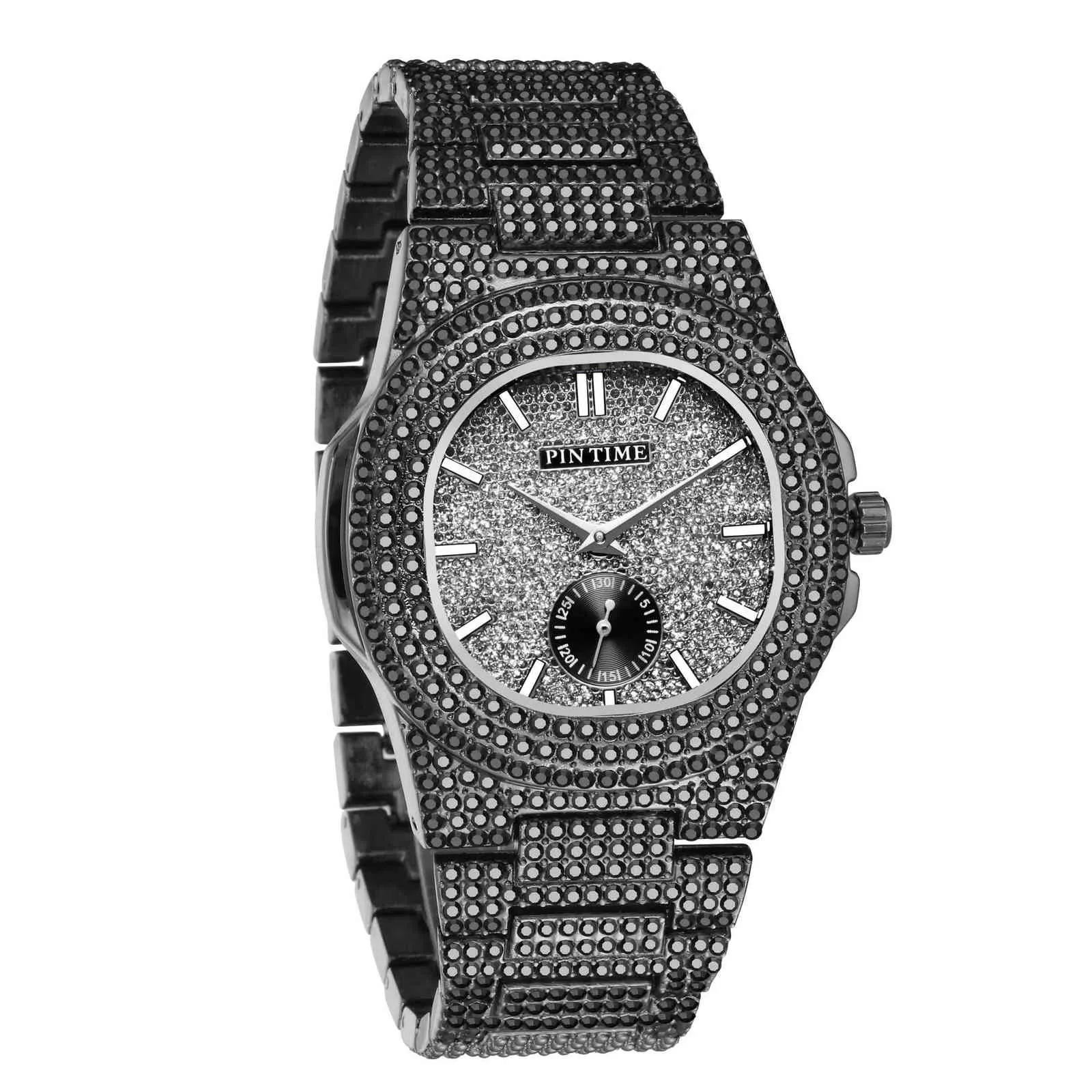 Moda ouro congelado relógio masculino diamante hip hop relógios masculinos marca superior de luxo relógio quartzo reloj hombre relogio montre homme x06253270