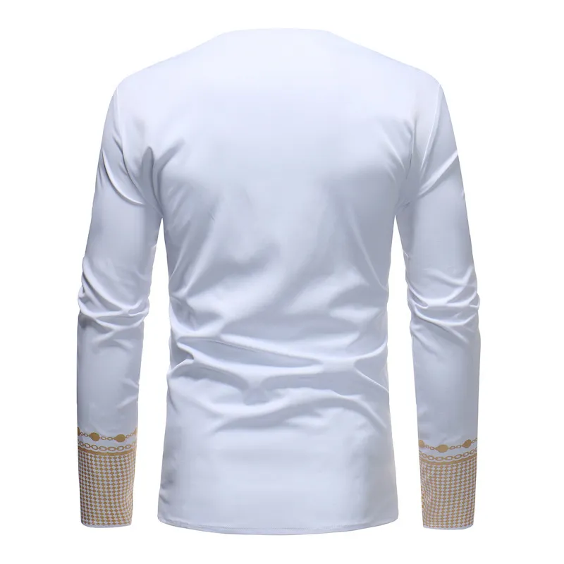 Afrika Bazin Dashiki Erkekler Üst Baskı Uzun Kollu Marka İnce T Shirt Erkekler O boyun kabuk Camisa Büyük Boy Sokak Giyim Çekme Tişört 213221