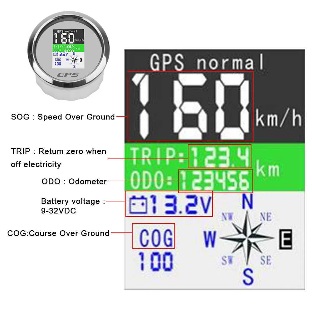 Wodoodporna regulacja 85 mm cyfrowy GPS prędkościometr Tachometr Tachometr Miernik przebiegu dla silnika jacht samochodowa silnik zaburtowy GPS AN288L