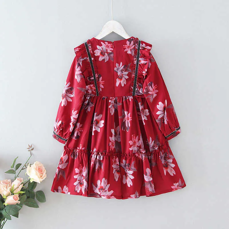 Filles robe élégante princesse volants fleur Style européen américain fête enfant en bas âge bébé enfants enfants vêtements 210611