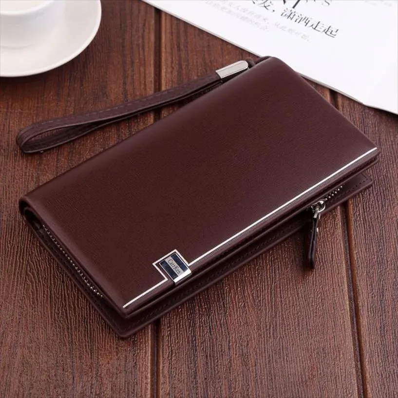 Оригинальный бренд Mens Wallet Business Listed Clutch Leather Dolding для мужского модного держателя Man Man с застежкой телефона Bag240M