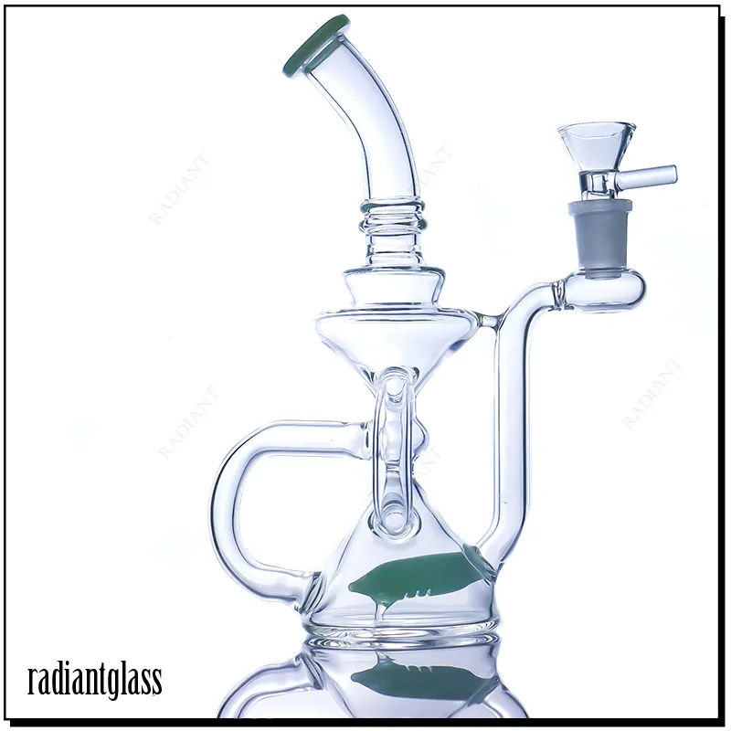 Recycleur verre Bong plate-forme pétrolière narguilé Perc eau Bong Dab plates-formes taille mince épais fumer barboteur tuyau d'eau 7,9 pouces 14mm Joint