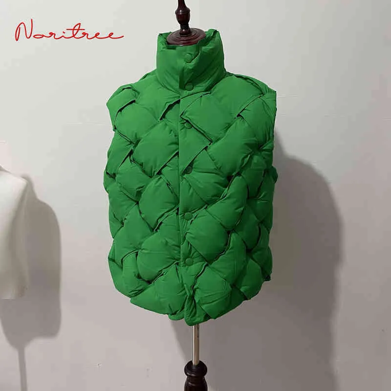 More Than 500g Filling Women's Weave Knit Fluffy Down Coat Female Winter Thicker Warm Vest Parkas Wy404 Drop 211216