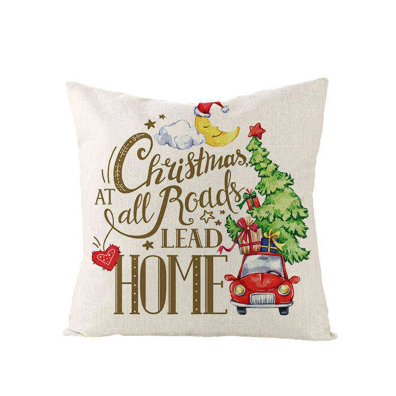 Housse de coussin de noël bonhomme de neige joyeux décoration de noël pour la maison Navidad cadeau de noël ornements de noël année 2022 211104