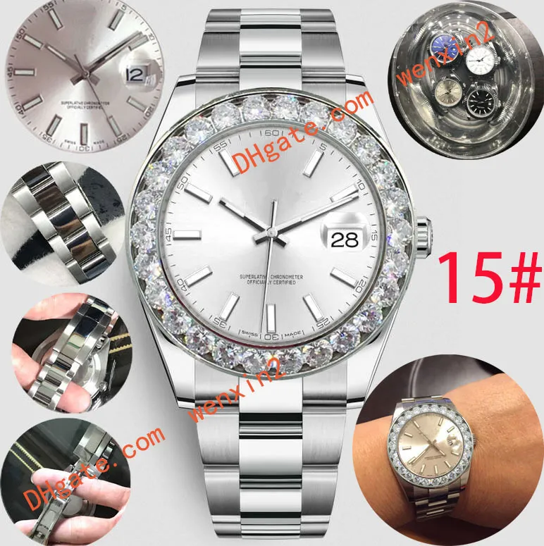 Waterdichte enorme Mens Diamond Horloge Nummers Mechanica Automatische 43mm Hoge Kwaliteit Roestvrijstalen Zwemmen Sportstijl Klassieke Gouden Horloges