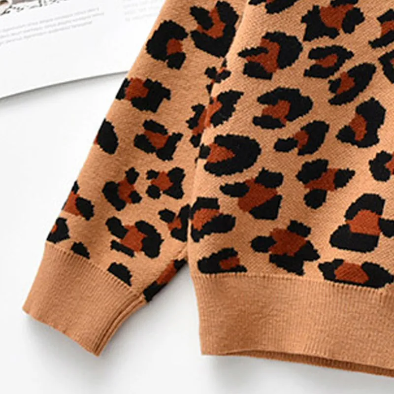 Bébé filles chandails mode enfants imprimé léopard garçon vêtements tout-petits Costumes 2-7T vêtements d'extérieur 210429