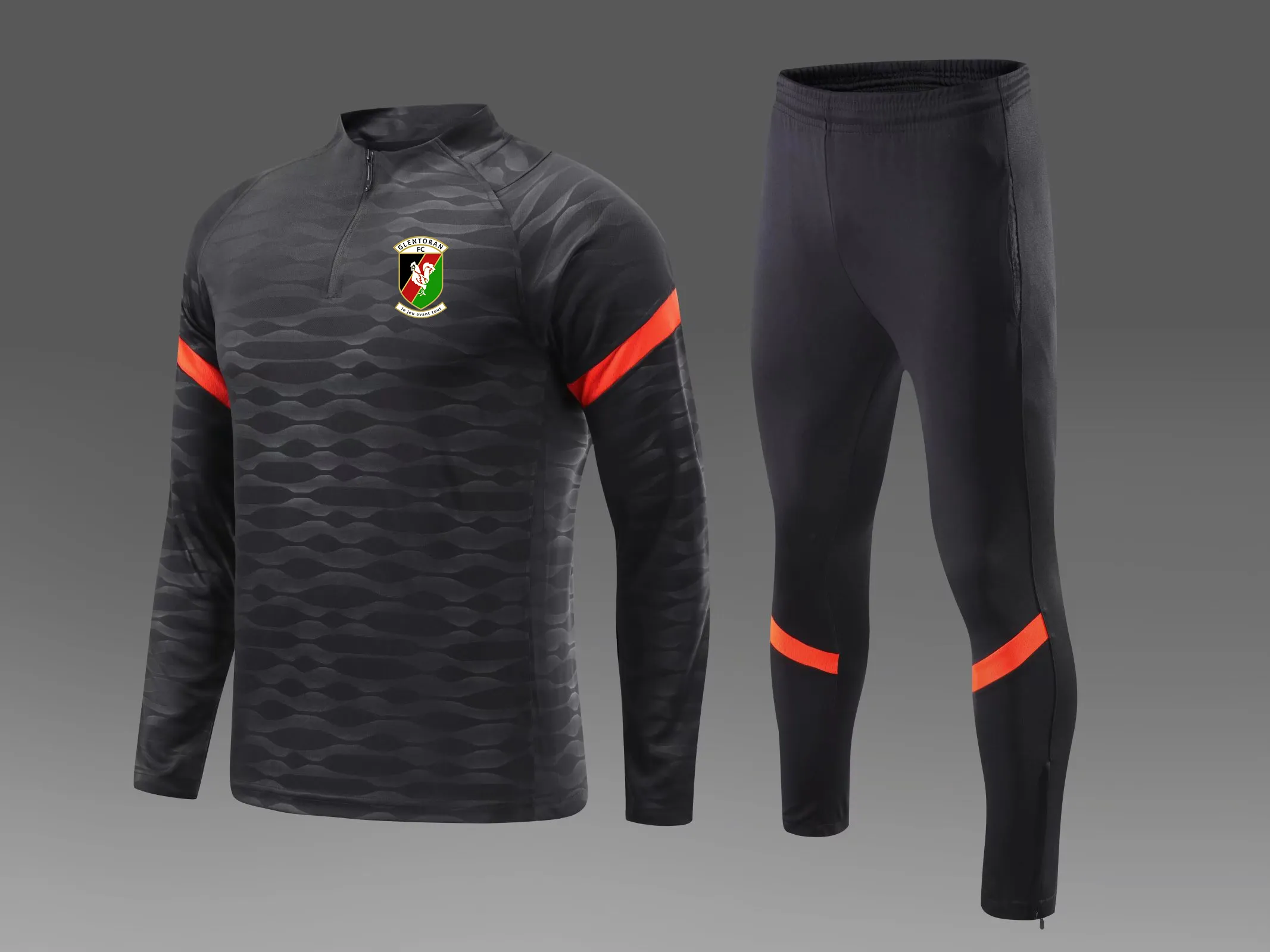 Tute da calcio da uomo Glentoran F C tuta da allenamento corsa all'aperto Autunno e Inverno Kit da calcio bambini Home Log3000 personalizzato