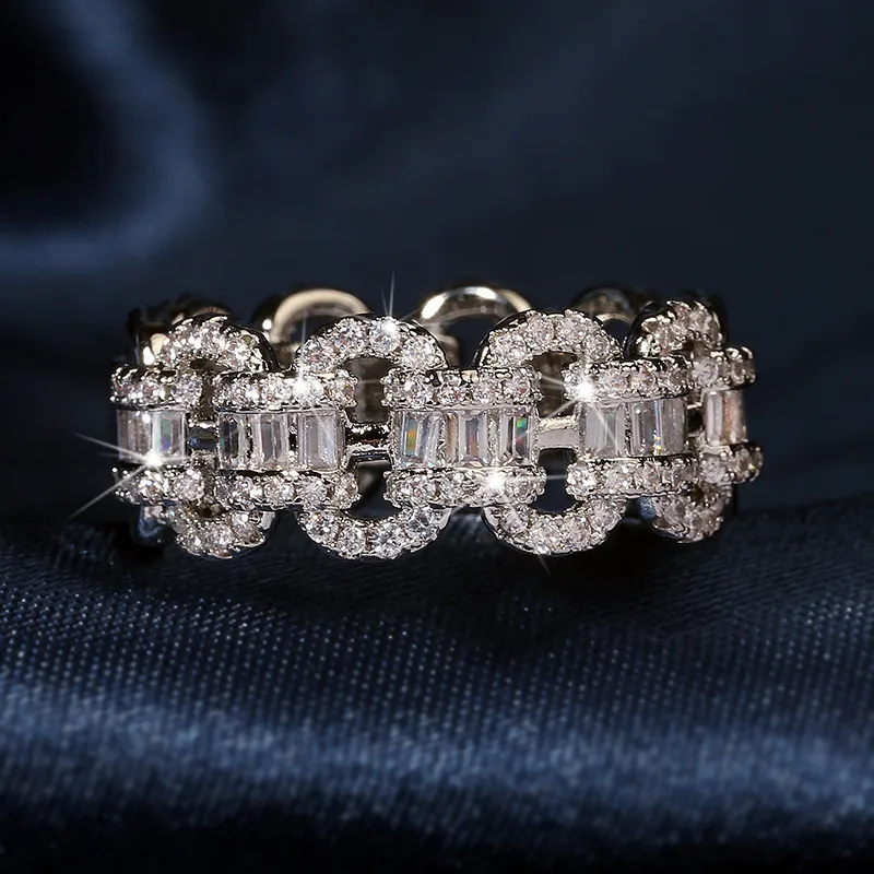 Sparkling vintage 925 Srebrny Cz Diamond Obietnic Kobiety zaręczynowe Pierścień Ślubna Pierścień ślubny 2717
