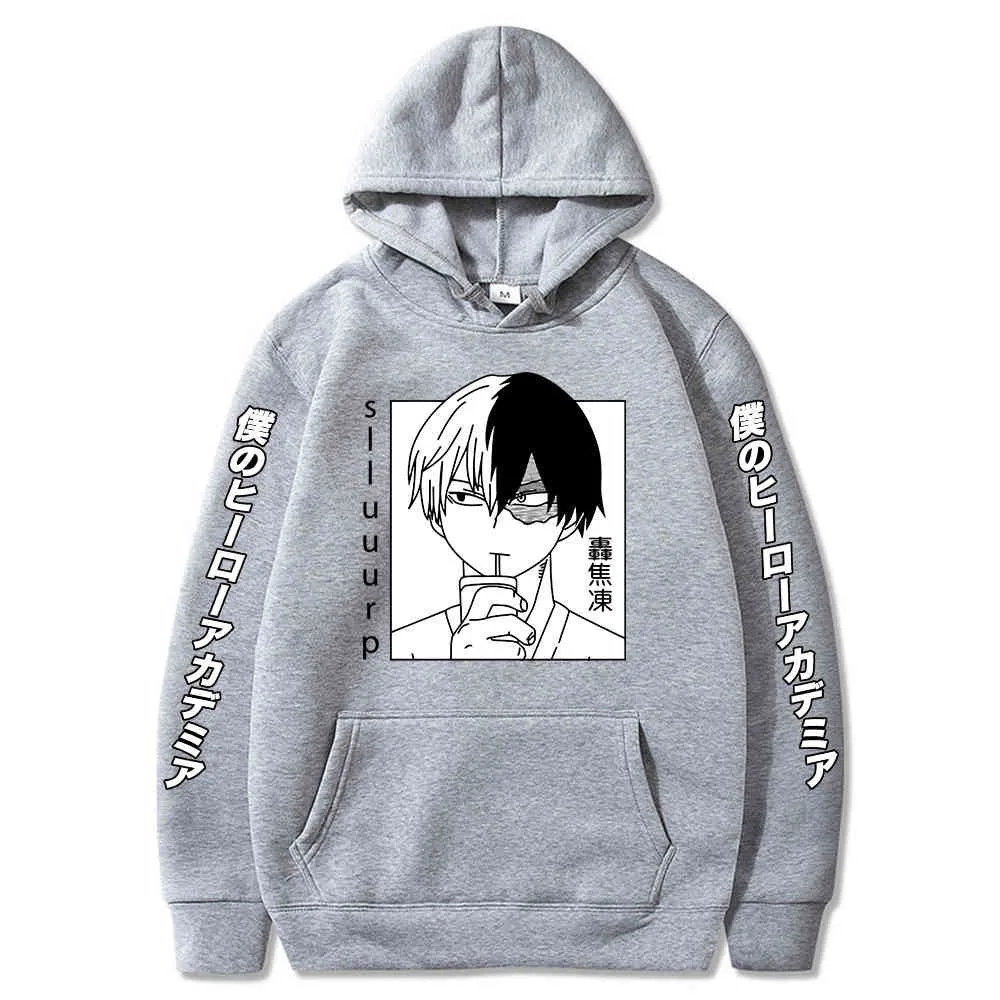 2021 Harajuku My Hero Academia Hoodies Men Women Long Sleeve Sweatshirt Shoto Todoroki Anime Manga Hoodies Tops Clothes Y0319