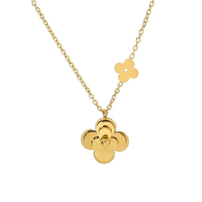 Colliers pendants Calliers en trois dimensions Fleur Fleur Golden Titanium Collier en acier Mesdames Exagéré Personnalité Assorminement Jewelry300i