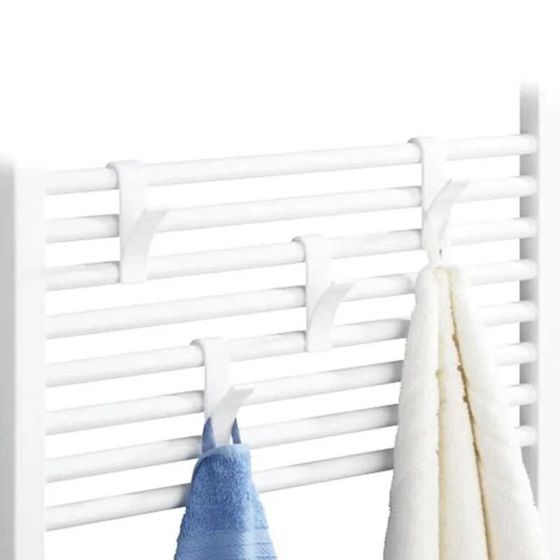 Crochet de radiateur de salle de bains en plastique de haute qualité, 5 pièces, décor multifonction, porte-serviettes pour vêtements, blanc/Transparent, V6W8
