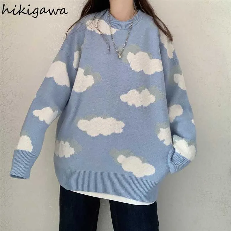 Hikigawa Pull Femme Casual Women Sweaters Pullover Student Knit Harajuku Sweater Korean Fashion Loose Oversized Tops Female Vest 210914