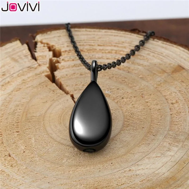 Jovivi Teardrop Cremation Urn NecklaceFill Kit Waterdrop Locket for Ashes Pendant Neckalces Memorial Keepsake Jewelry Necklaces306U