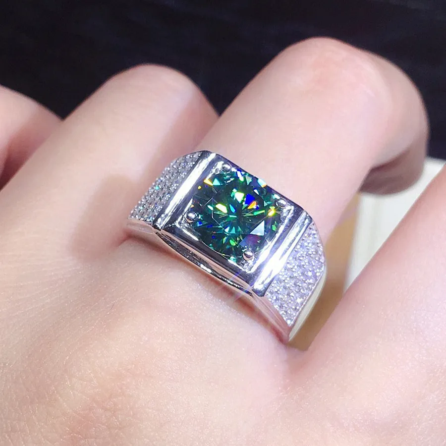 Mode 2 Zirkon Diamanten Edelsteine Ringe für Männer Weißgold Silber Farbe Schmuck Bague Bijoux Maskuline Zubehör Geschenke