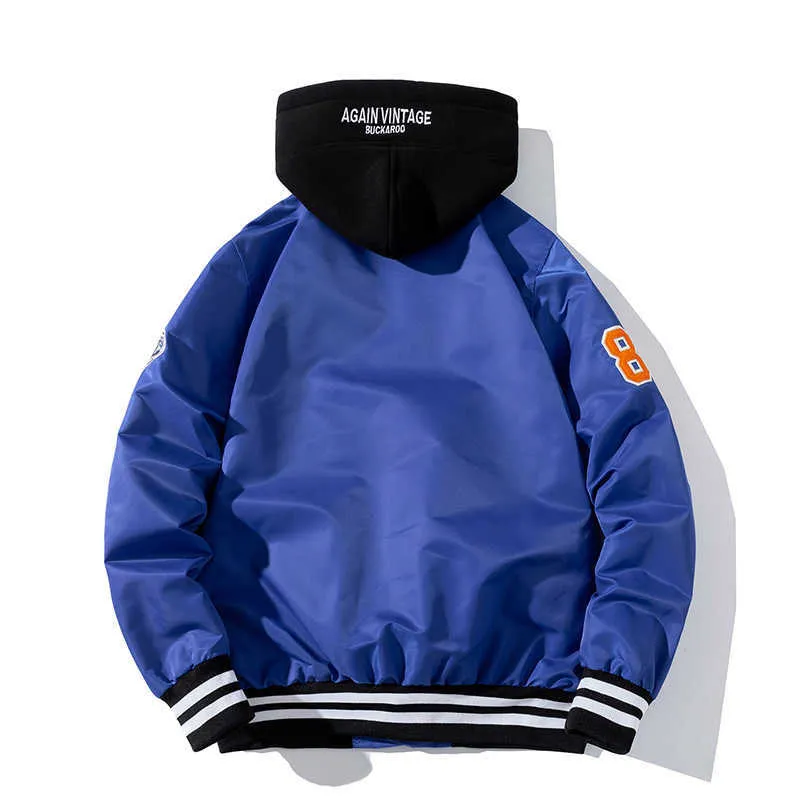 Bomber Jacket Hommes Streetwear Slim Mince Coupe-vent Mens Harajuku Broderie Hip Hop Vestes Casual Veste à capuche Pilot Jacket 210909